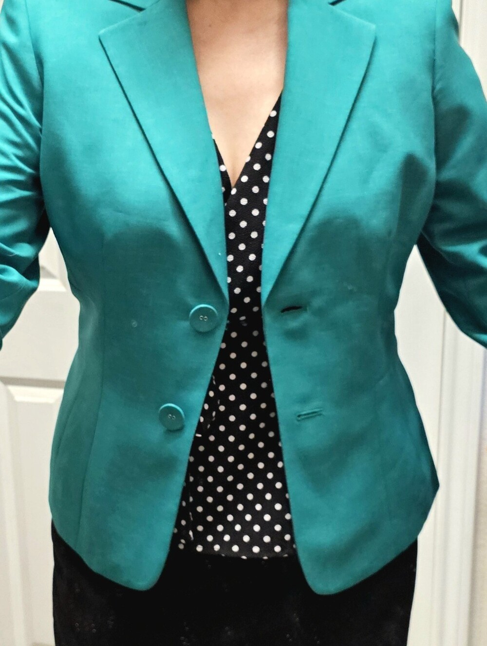 Kasper Teal Fitted Blazer - Two-Button Tailored Jacket 10